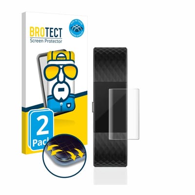BROTECT - Screenprotector voor Fitbit Charge 2 - Folie Beschermfolie transparant volledig dekking - 2 Stuks