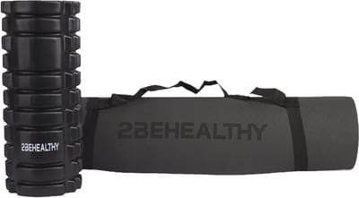 2BEHEALTHY Yogamat & Foamroller Set - Yogamat Antislip 0,8 m - Sportmat - Joga Mat - Fitnessmat - Meditatiemat - Exercise Mat - Massage Roller - Foamrol