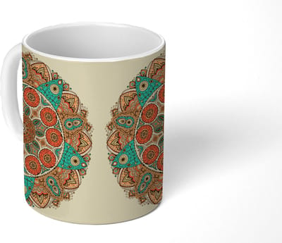 Mok - Koffiemok - Mandala - Patronen - Pauw - Mokken - 350 ML - Beker - Koffiemokken - Theemok