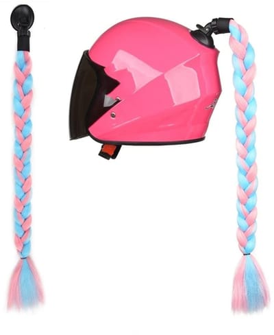 Motorhelm - Vlechtdecoratie met Zuignap - Uniseks - Geschikt voor Alle Soorten Helmen - Hoogwaardig Metaaldraad - Vlechtlengte 55 cm - Helmaccessoire