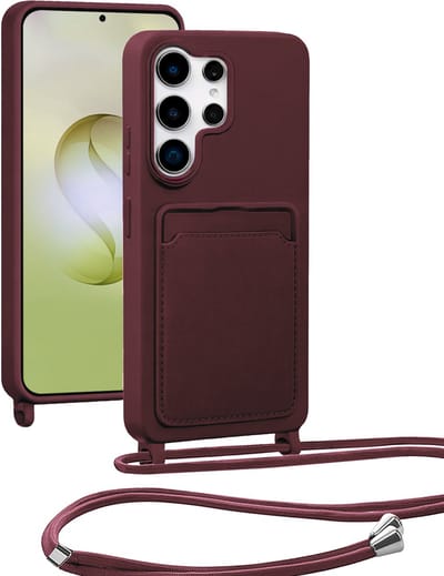 Hoesje Geschikt voor Samsung S26 Ultra Hoesje Met Koord Siliconen Case - Hoes Geschikt voor Samsung Galaxy S26 Ultra Backcover Met Afneembaar Koord - Aubergine