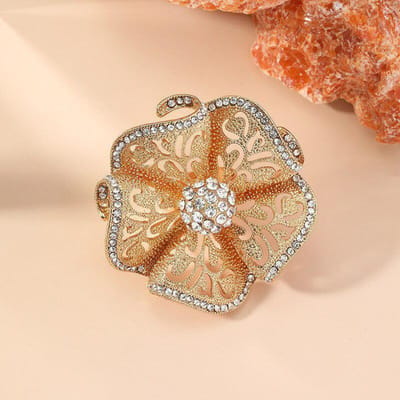 Oversize geometrische holle bloem dikke ringen voor vrouwen verstelbare prinses koningin grote bruiloft accessoires ringen