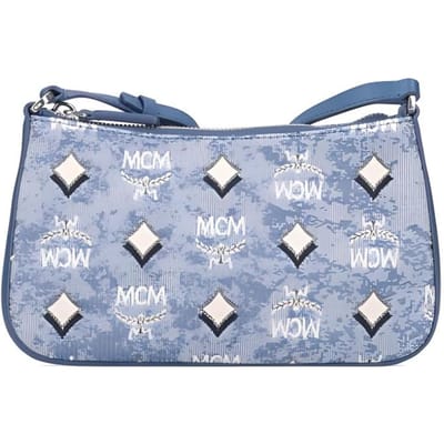 MCM Aren Vintage Jacquard All Over Print Rits Verstelbare Schouderband Canvas Leer Combinatie Crossbody Tas Klein MWSCATA01LU001 Basic Set (Bag+Dust Bag) white