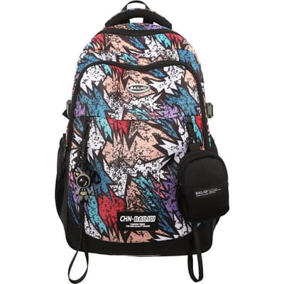 Rugzak met grote capaciteit Animatiepatroon Graffiti Student Schooltas Trendy Casual Rugzak Pendeltas Ordinary
