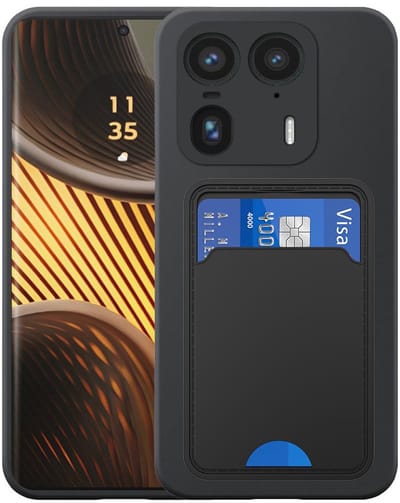 Geschikt voor Motorola Edge 50 Ultra Telefoonhoesje met TPU Pasjeshouder - Flexible Back Cover Case Siliconen TPU with Cardslot - Zwart - Smartphonica geschikt voor Motorola Edge 50 Ultra