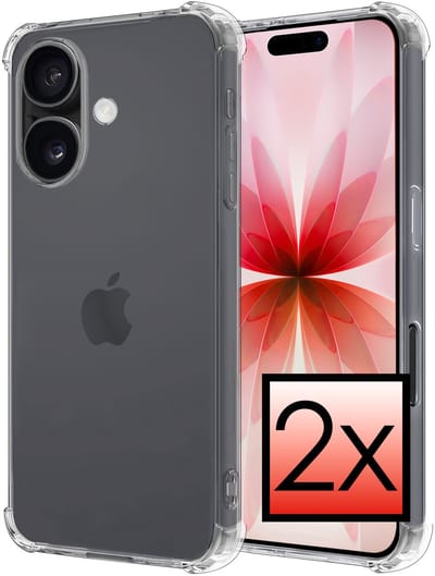 Hoesje - 2 Stuks - Geschikt voor Apple iPhone 17 - Sterk & Shockproof - Siliconen Case - Back Cover - Telefoon Hoes Shock Proof - Transparant