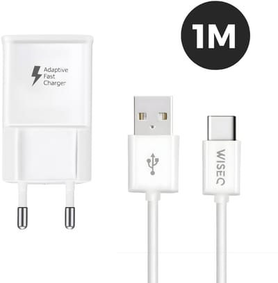 WiseQ Snellader USB C - Geschikt voor Samsung - 18W Fast Charger - Inclusief USB-C Kabel 1 Meter - Wit