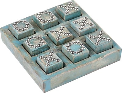 KINA - Tic-Tac-Toe spel - Blauw - Mangohout