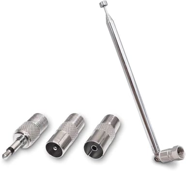 Ynkkvre -Fm Stereo-Ontvangstantenne - F-Aansluiting - 7-Delige Telescopische Messing Antenne Voor Binnenontvangst - 1 - Zilver