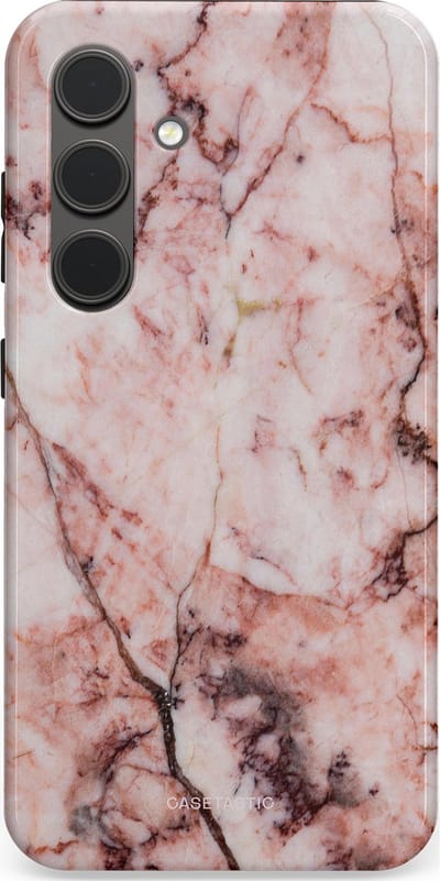 Casetastic hoesje geschikt voor Samsung Galaxy S24 - Dubbellaagse bescherming - Koraalrif Marmer - Fashion Case - Lichtroze Perzik