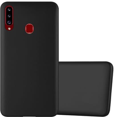 Cadorabo Hoesje geschikt voor Samsung Galaxy A20s in METALLIC ZWART - Beschermhoes gemaakt van flexibel TPU silicone Case Cover