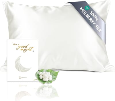 Famanu - Kussensloop, 100% zijde, 19 momme, 1 stuk, 50 x 70 cm, natuurlijk wit