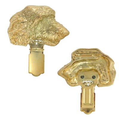 Gouden Ierse Wolfhond Brosje met Clip - Startnummer Houder