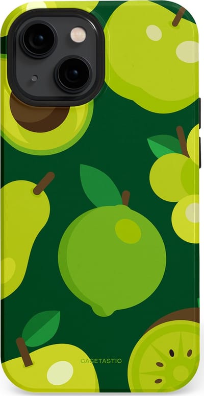 Casetastic Hoesje Geschikt voor Apple iPhone 13 Mini Magsafe - Stijlvolle Beschermende Duo-layer Case - Peren Appel Groen
