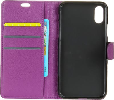 Peachy Paars wallet geschikt voor iPhone X XS portemonnee case lederen hoesje - Bookcase