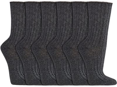 Wollen sokken | Biologisch | Plate naden | Kleur: Donkergrijs | Maat: Diverse maten | 6 paar