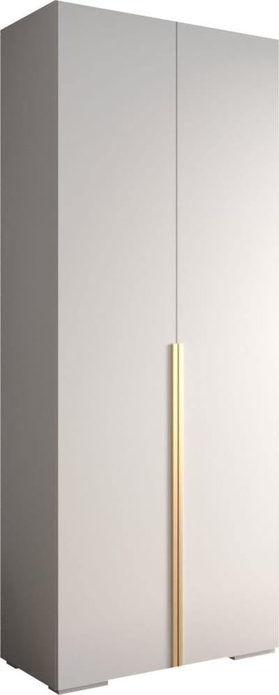Opbergkast Kledingkast met 2 draaideuren Garderobekast slaapkamerkast Kledingstang met planken | Gouden Handgrepen, elegante kledingkast, glamoureuze stijl (LxHxP): 100x237x47 cm - IVONA 1 (Wit, 100 cm)