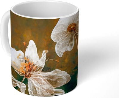 Mok - Koffiemok - Bloemen - Planten - Natuur - Kleuren - Illustratie - Mokken - 350 ML - Beker - Koffiemokken - Theemok
