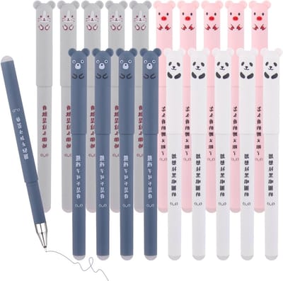 20 stks Wrijvingspennen, 0,5 mm, uitwisbaar, dier, leuke cartoon pen, blauwe navulling voor school, gezinnen, studenten en kantoorbenodigdheden