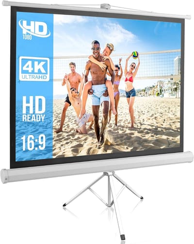 Florixa® Projectiescherm met Statief - Mobiel Projectiescherm - Projectiedoek Thuisbioscoop - Wit - 19cm x 125cm x 13cm