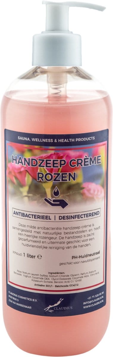 Handzeep Crème Rozen 1 liter - met gratis pomp