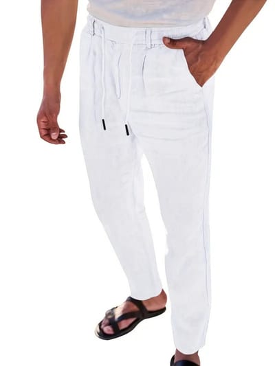 Livano Linnen Broek Heren - Zomerbroek - Volwassenen - Lange Broek - Pantalon - Strandbroek - Zomer - Ibiza Stijl - Hemelsblauw - Maat S