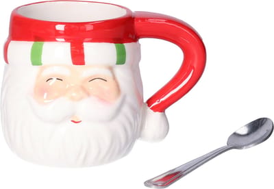 Svenska Living Kerst kop/beker - Kerstman - 7,5 x 7 cm - keramiek - 180 ml