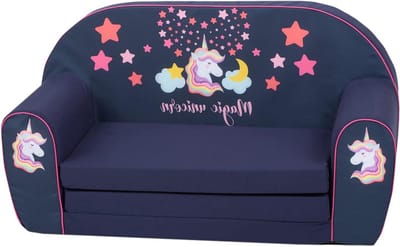 Kinderbank - Zitje voor kinderen - Ontspannen en spelen - Uitklapbaar en zacht - 34 x 77 x 42 cm