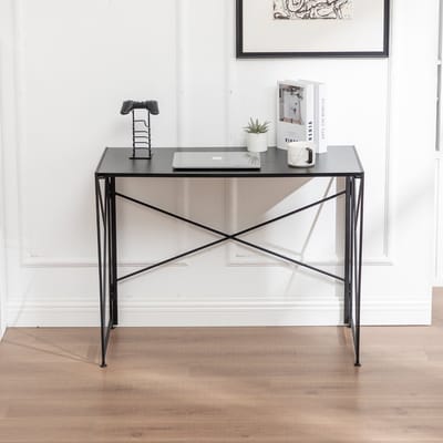 MODFU - Bureau - Inklapbaar En Ruimtebesparend - Voor Homeoffice - MDF En Metaal - Zwart - 99 X 50 X 75 Cm