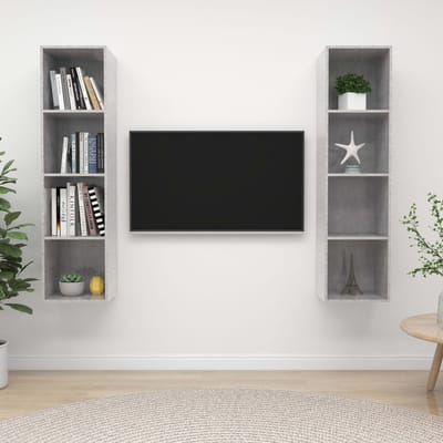 vidaXL - Tv-wandmeubelen - 2 - st - bewerkt - hout - betongrijs