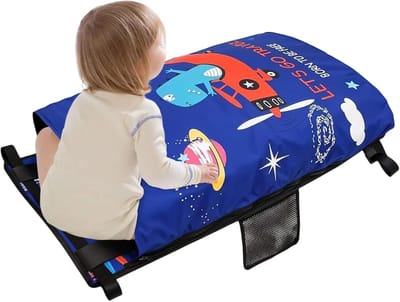 Vliegtuigstoelverlenger - Reishangmat Kinderen - Comfortabel Reizen - Opvouwbaar Ontwerp - 44x79cm - Blauw