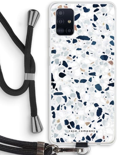 Case Company® - Hoesje met koord geschikt voor Samsung Galaxy A51 4G hoesje met Koord - Terrazzo N°1 - Telefoonhoesje met Zwart Koord - Bescherming aan alle Kanten en Over de Schermrand
