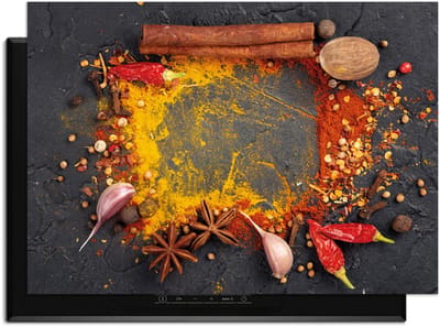 KitchenArt - Eastern Spice Mix – Inductie Beschermer - 83x51.5 cm - Kookplaat Beschermer - Luxe Afdekplaat Inductieplaat - Anti-slip & Oprolbaar - Beschermmat Inductiekookplaat