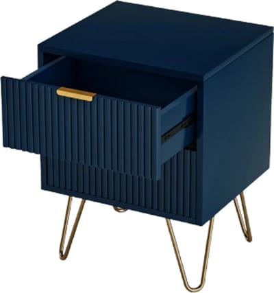 Golaro Moderne Nachtkastje met 2 Lades - Opbergkast voor Slaapkamer of Woonkamer - Desing Nachtkast - Blauw - 40x35x50 cm