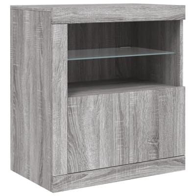 vidaXL - Dressoir - met - LED-verlichting - 60,5x37x67 - cm - grijs - sonoma - eiken