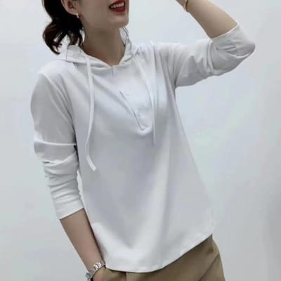 Herfst Nieuwe Hoodie Dames Lange Mouwen Capuchon Basis Shirt Moeder's Casual Losse Top Grote Maat T-shirt Dames M gray