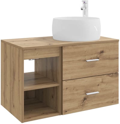 vidaXL - Badkamermeubel - Set - 2 - st - Artisanaal - eiken - Bewerkt - hout