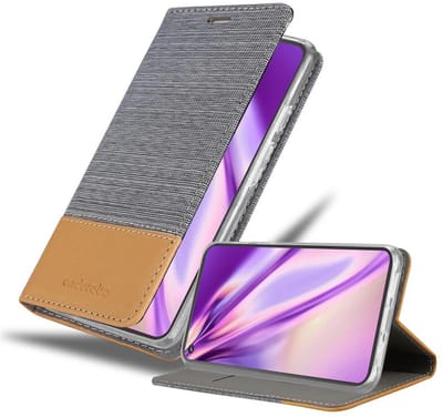 Cadorabo Hoesje geschikt voor Google PIXEL 5 in LICHTGRIJS BRUIN - Beschermhoes met magnetische sluiting, standfunctie en kaartvakje Book Case Cover Etui