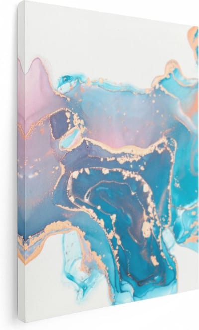 Artaza Canvas Schilderij Abstract Goud - 30x40 cm - Klein - Muurdecoratie Woonkamer - Wanddecoratie Marmer - Kamer Accessoires
