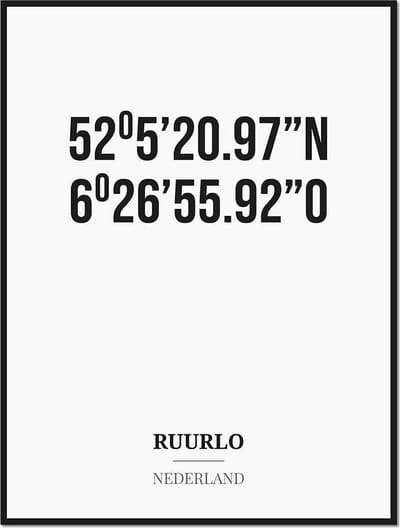 Poster/kaart RUURLO met coördinaten