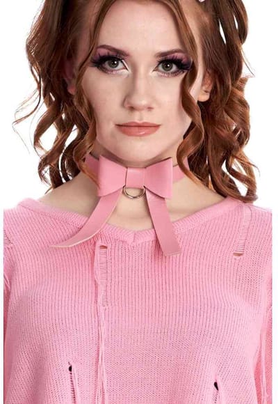Banned - Seeichi Bow Choker - Roze