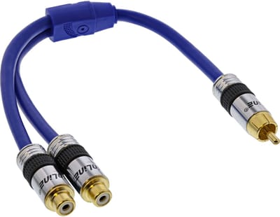 InLine® Cinch-Y kabel, 1x Cinch male naar 2x Cinch female, 0,25m