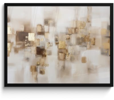 Poster in lijst - Fotolijst 80x60 cm - Posters - Abstracte vierkanten - Aardetonen - Mistig - Posterlijst zwart - Decoratie - Wanddecoratie woonkamer - Muurdecoratie slaapkamer