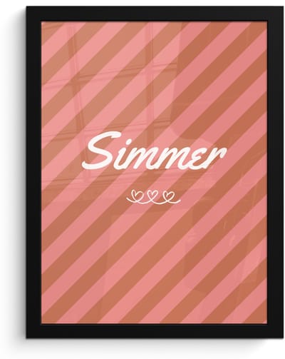 Poster in lijst - Fotolijst 30x40 cm - Posters - Simmer - Hartjes - Strepen - Roze - Posterlijst zwart - Decoratie - Wanddecoratie woonkamer - Muurdecoratie slaapkamer