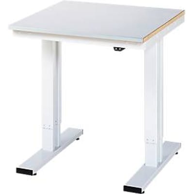 Rau Adlatus werktafel, elektrisch in hoogte verstelbaar, 25 mm MDF-plaat met plaatstalen bekleding, 300 kg, B 750 x D 800 x H 720-1120 mm, zilver/lichtgrijs
