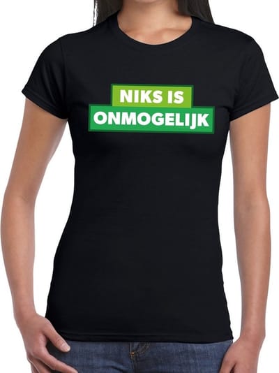 Niks is onmogelijk t-shirt - zwart Achterhoek festival shirt voor dames XS