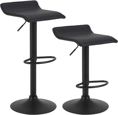 Barkrukken Wavey Zwart - Set van 2 - Keuken - Barstoelen - Zonder rugleuning - Verstelbaar in hoogte - Zithoogte 56-78cm