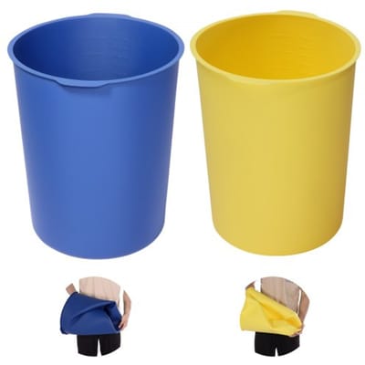 VEVOR 18,9 L siliconen emmervoering voor betonmenging, herbruikbaar, voor het mengen van dunne mortel, verf, beton en epoxyhars, emmervoering, voedselveilig, 2-pack, blauw/geel