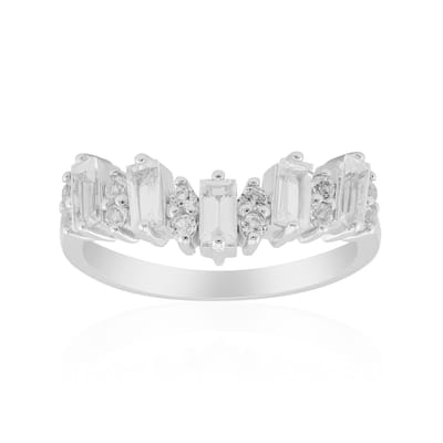 Cavill - Ring 925 Sterling Zilver - Nigeriaanse Witte Topaas 0,898 ct - Elegante Baguette & Rond Geslepen Edelsteenring Maat 19