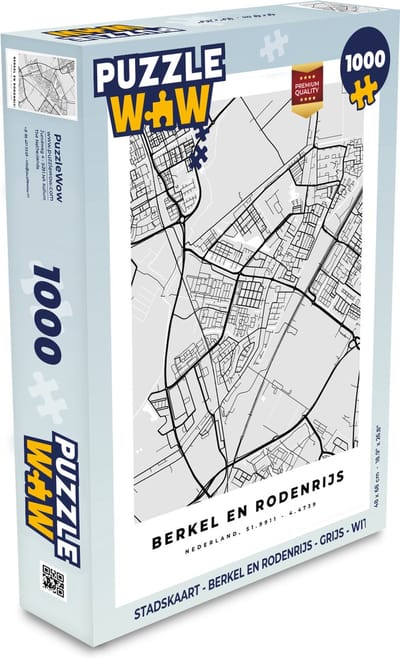 Puzzel Stadskaart - Berkel en Rodenrijs - Grijs - Wit - Legpuzzel - Puzzel 1000 stukjes volwassenen - Plattegrond